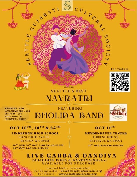Navratri Garba Night — Sat, Oct 24 (Renton)